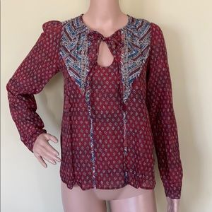 Burning Torch Red Patterned Blouse